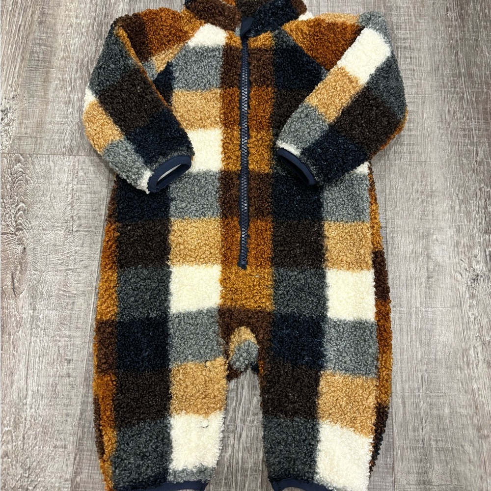 Rise Little Earthling Cozy Plaid Kids One Piece